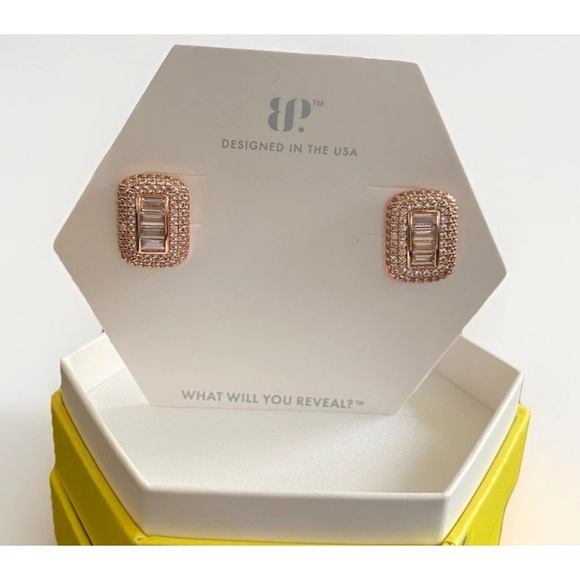 “Enchant My Dreams” Diamond Cubic Zirconia Rose Gold Earrings BP - Picture 1 of 3